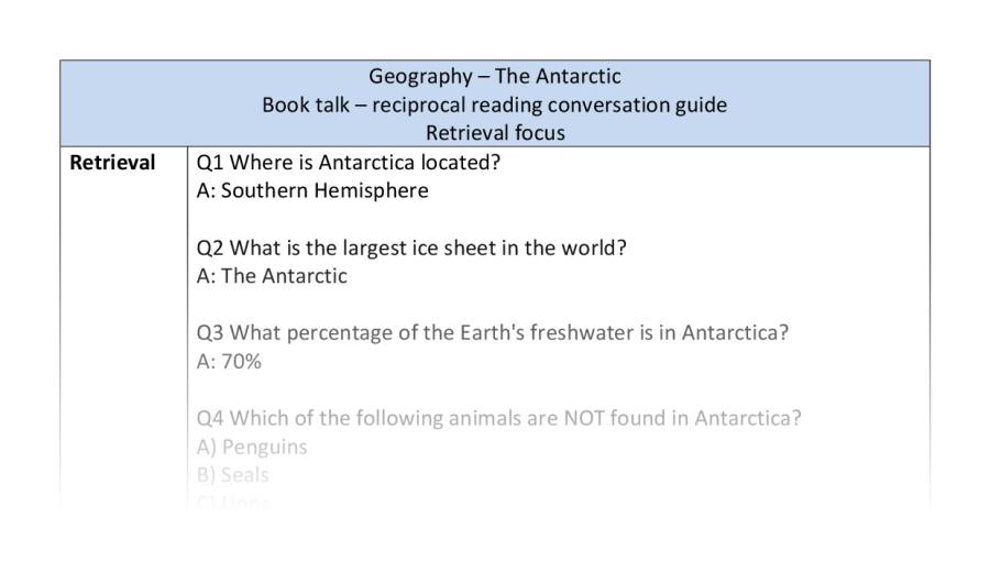Reciprocal reading - retrieval - The Antarctic
