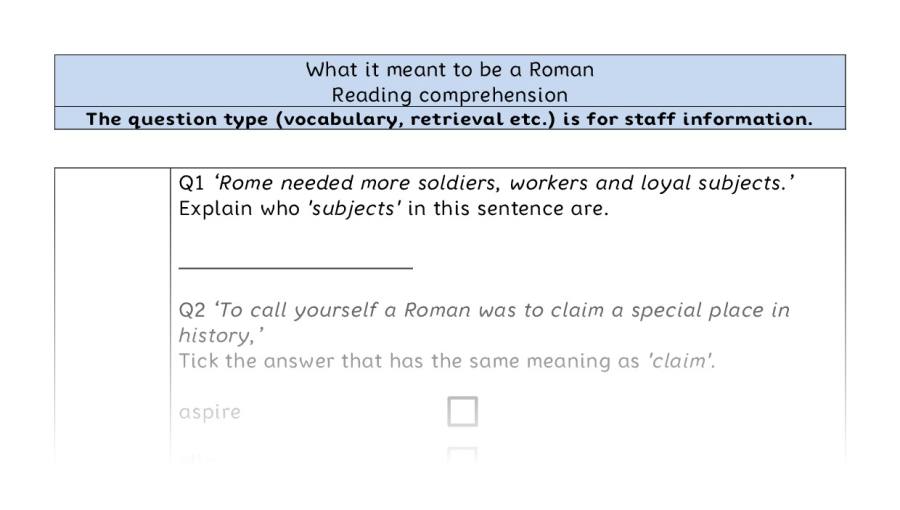 Reading comprehension VRSIPE-What it meant to be a Roman