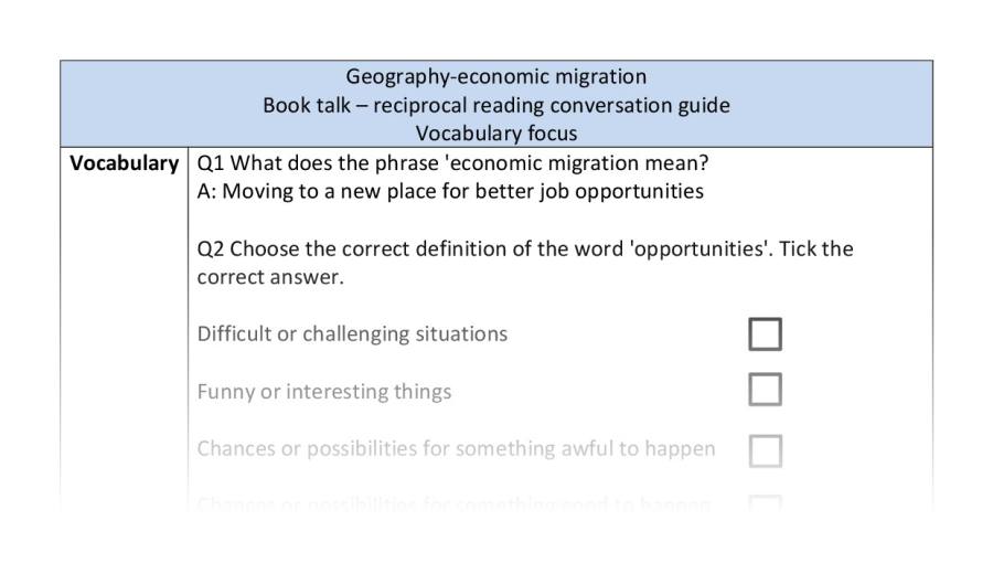 Reciprocal reading-vocabulary-economic migration