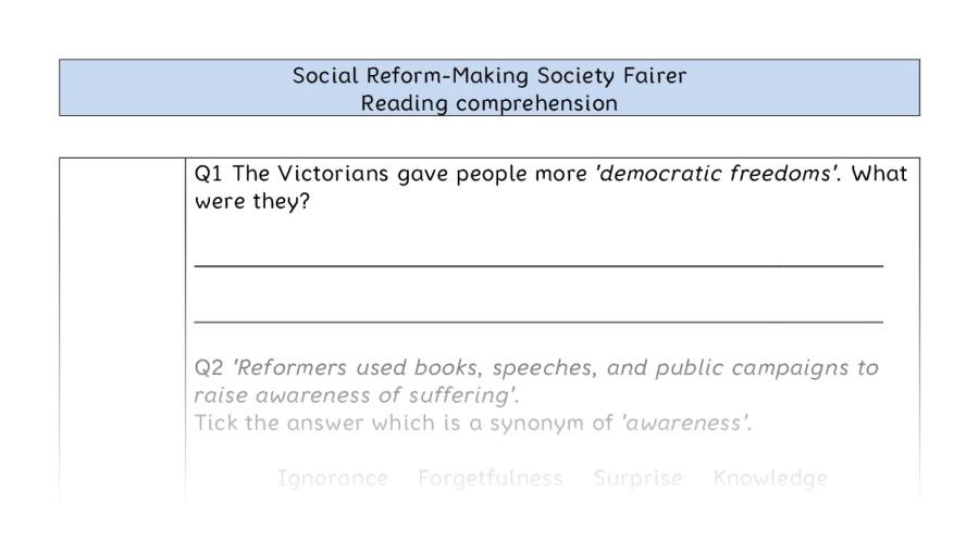 Reading comprehension - VRSIPE - Social Reform-Making Society Fairer