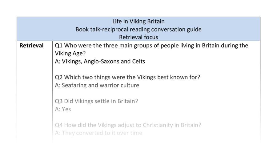 Reciprocal reading - retrieval - Life in Viking Britain