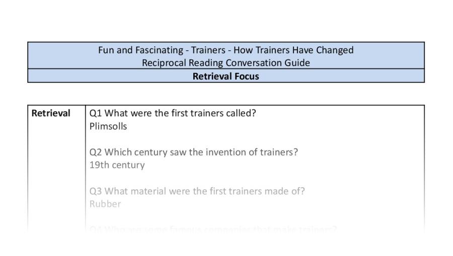 Reciprocal Reading Conversation - How Trainers Have Changed - Retrieval Focus