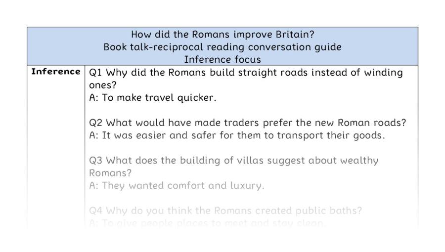 Reciprocal reading - inference - How did the Romans improve Britain