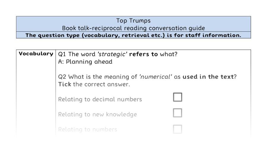 Reciprocal reading - VRSIPE - Top Trumps