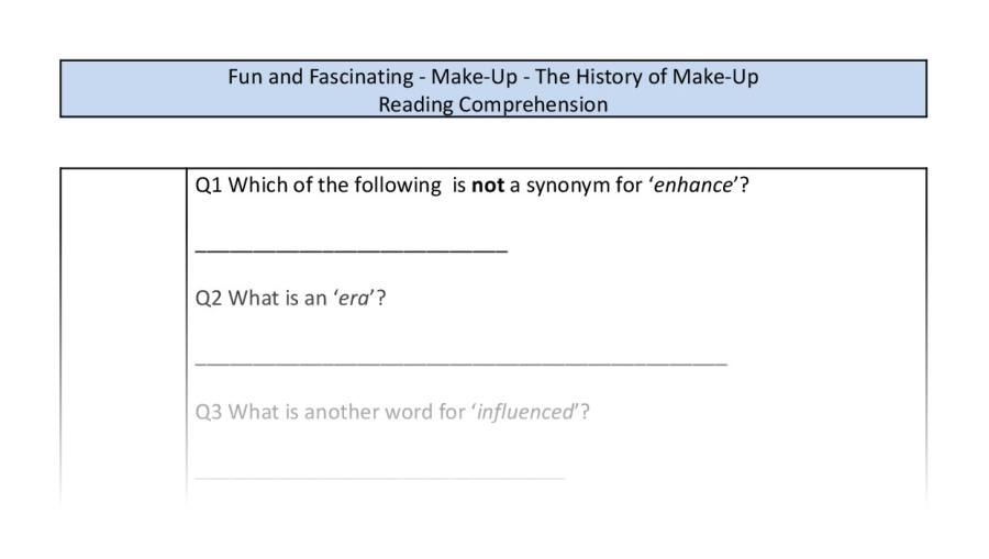 Reading comprehension-VRSIPE-the history of make up