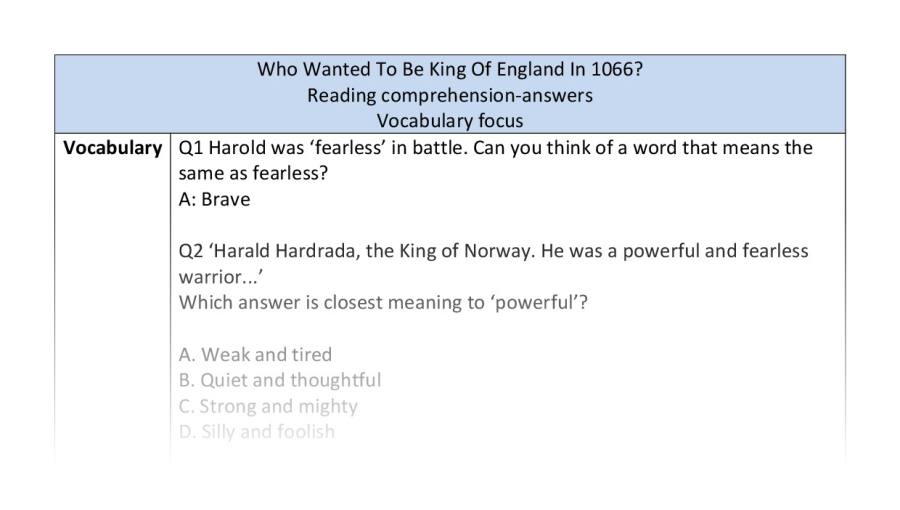 Reading comp - vocab - Who Wanted To Be King Of England In 1066