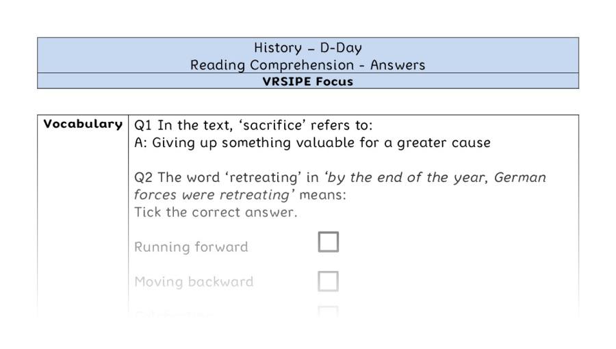 D-Day - Reading Comprehension Answers - VRSIPE Focus