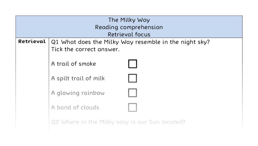 Reading comprehension - retrieval - The Milky Way
