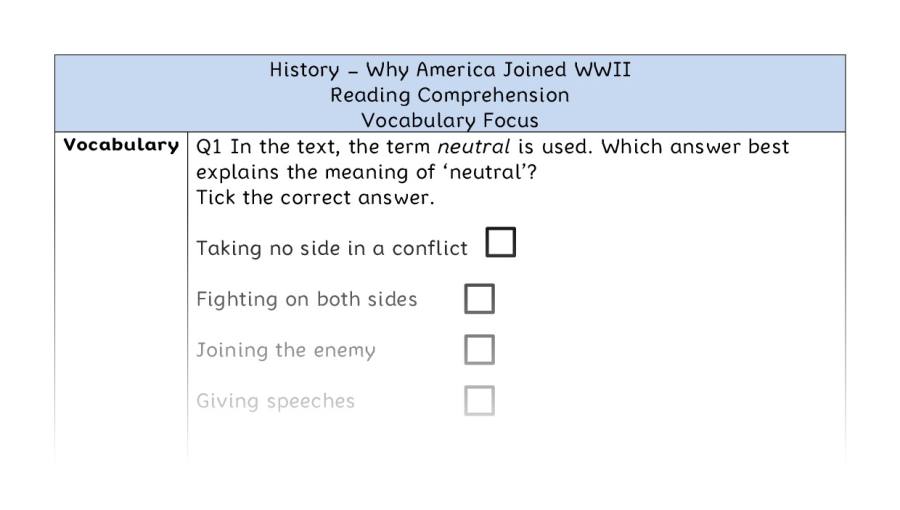 Why America Joined WWII - Reading Comprehension - Vocabulary Focus