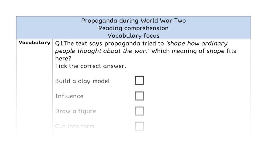 Reading comprehension - vocabulary - Propaganda during World War Two
