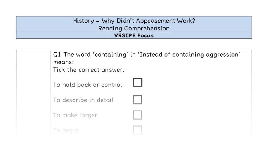 Why Didnt Appeasement Work - Reading Comprehension - VRSIPE Focus