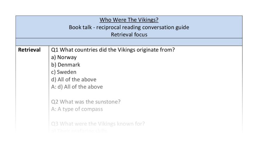 Reciprocal reading conversation - retrieval - Who were the Vikings