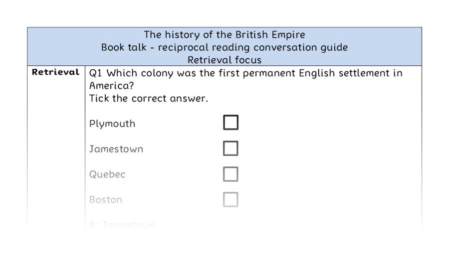 Recioprocal reading - retrieval - The history of the British Empire