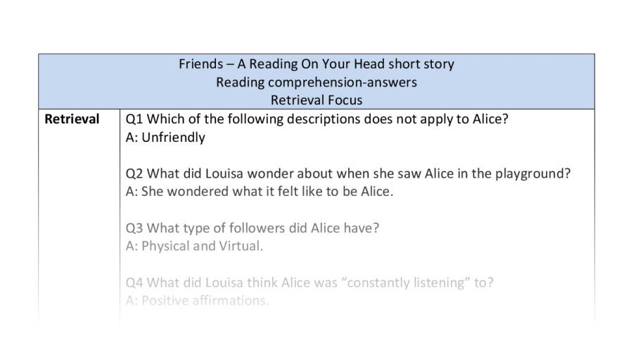 Reading comprehension - Friends - Retreival