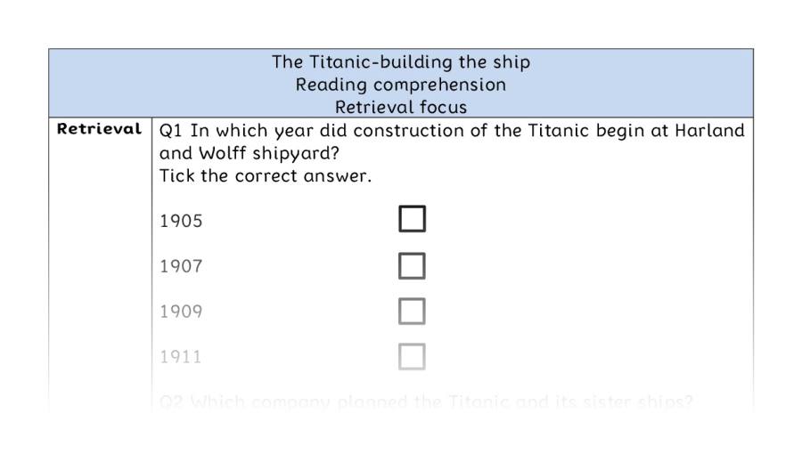 Reading comprehension - retrieval - The Titanic-building the ship
