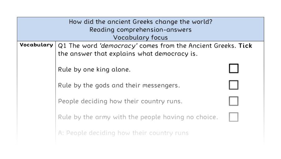 Reading comprehension - vocabulary-How did the ancient Greeks change the world - answers