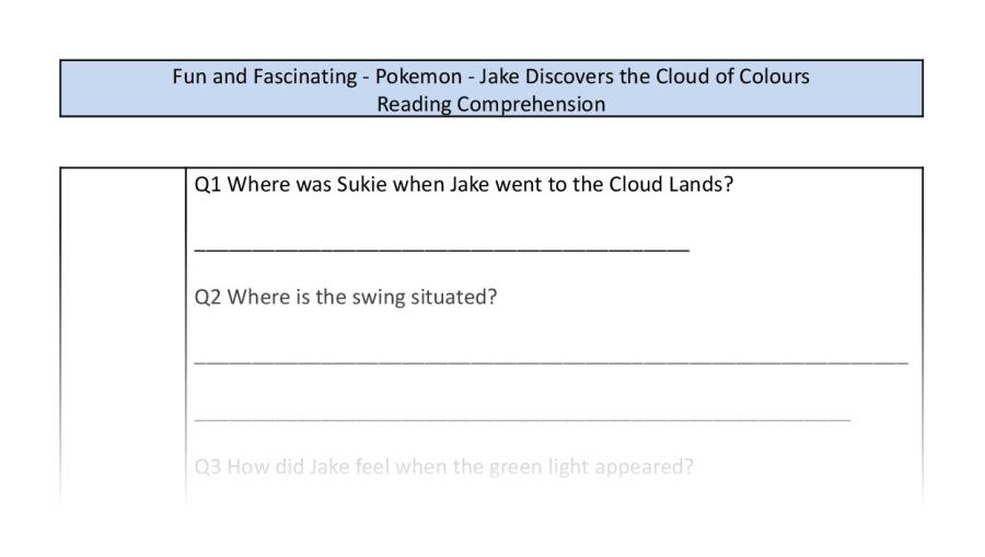 Reading comprehension-retrieval-Jake discovers the cloud of colours