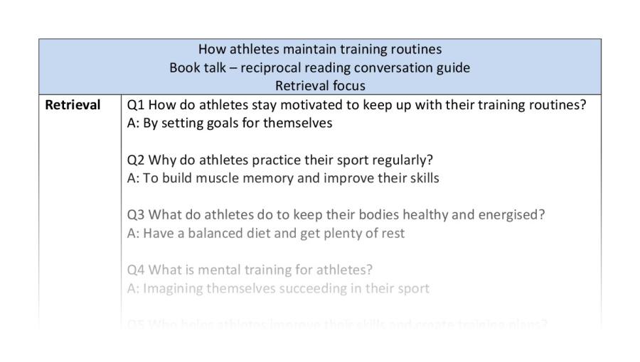 Reciprocal - retrieval - How athletes maintain training routines