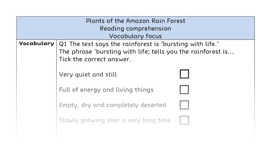 Reading comp-vocab-Plants of the Amazon Rain Forest