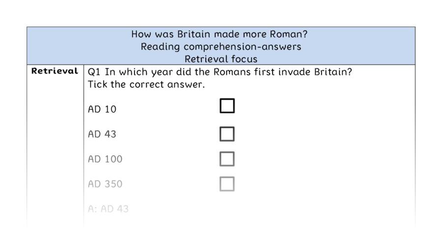 Reading comprehension - retrieval - How was Britain made more Roman - answers
