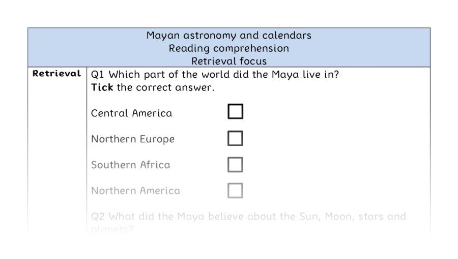 Reading comprehension - retrieval - Mayan astronomy and calendars