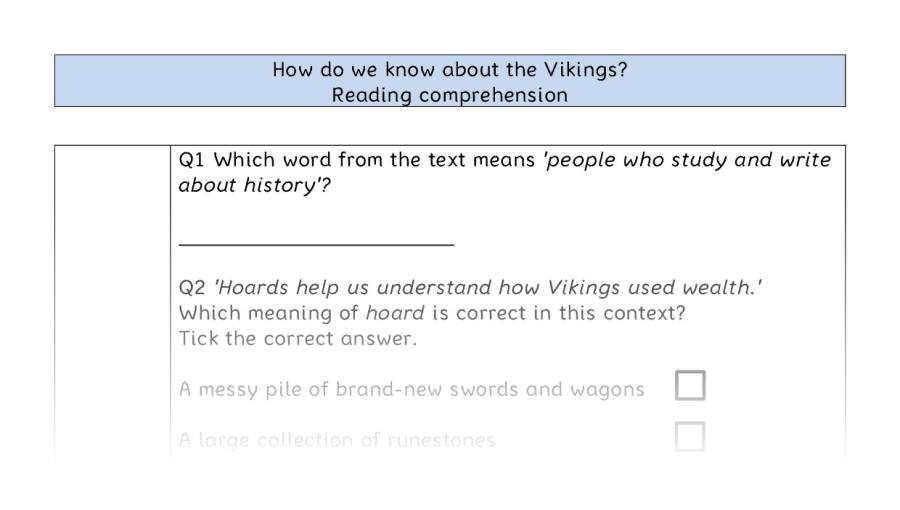 Reading comprehension - VRSIPE - How do we know about the Vikings