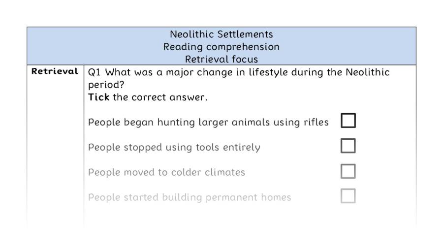 Reading comprehension - retrieval - Neolithic Settlements