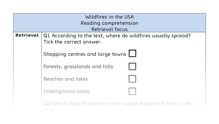 Reading comprehension - retrieval - Wildfires in the USA