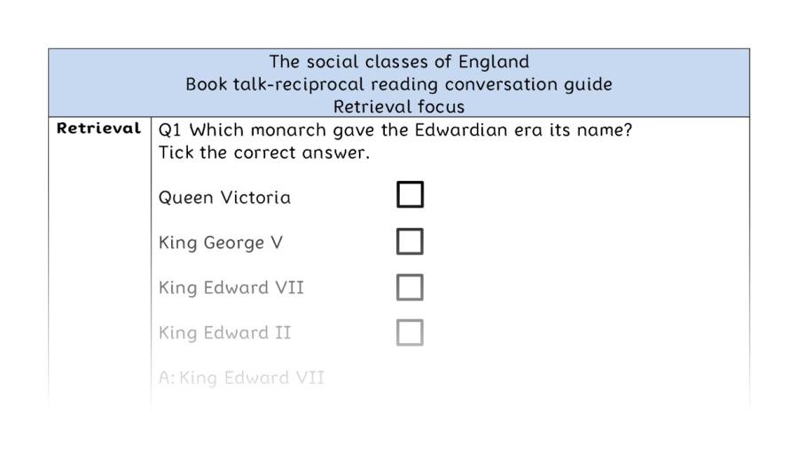 Reciprocal reading - retrieval - The social classes of England