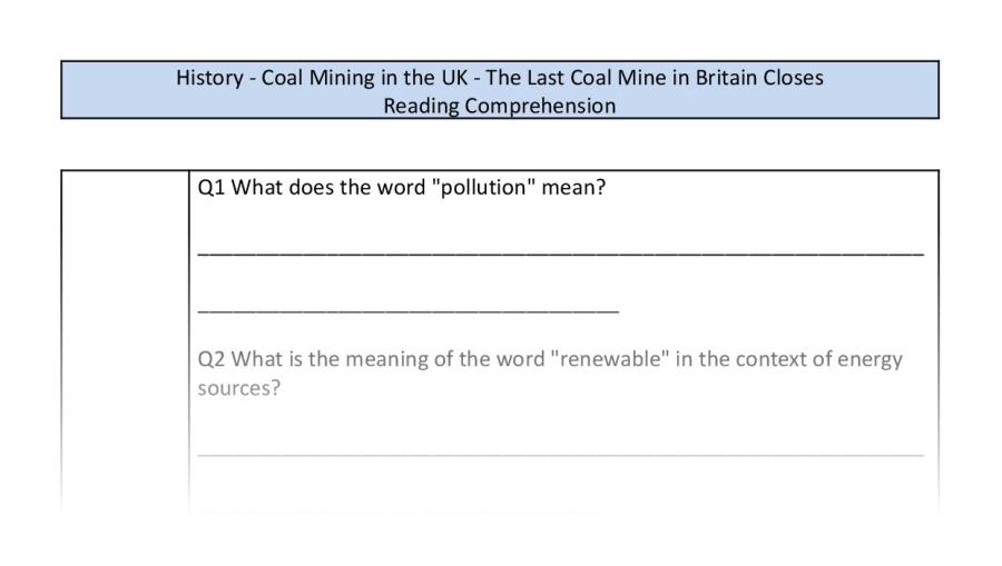 Reading Comprehension-The Last Coal Mine in Britain Closes-VRSIPE Focus