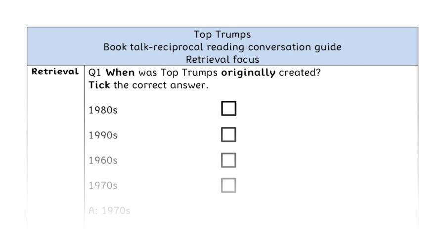Reciprocal reading - retrieval - Top Trumps