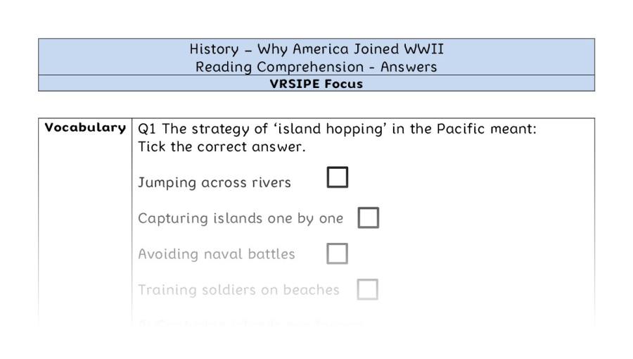 Why America Joined WWII - Reading Comprehension Answers - VRSIPE Focus