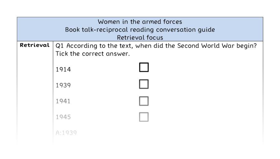 Reciprocal reading - retrieval - Women in the armed forces