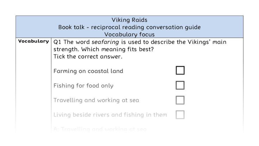 Reciprocal reading - vocabulary - Viking Raids