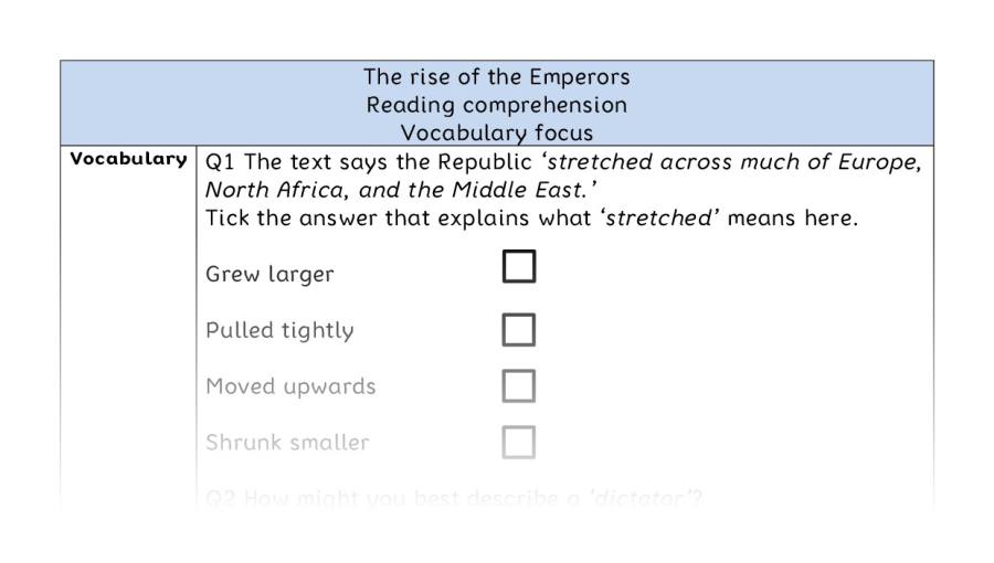 Reading comprehension - vocabulary - The rise of the Emperors