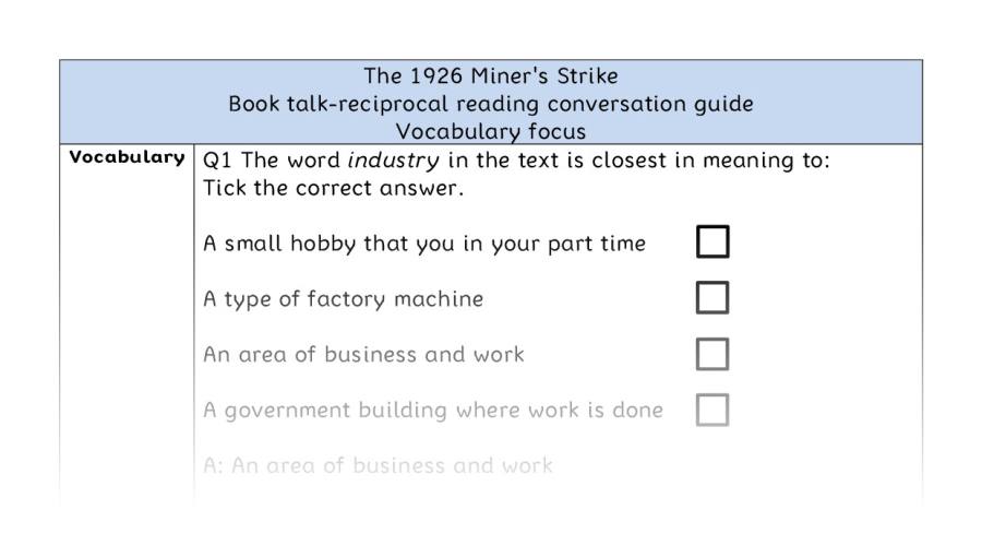 Reciprocal reading - vocabulary - The 1926 Miners Strike