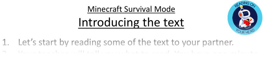 Teaching slides VRSIPE - Minecraft Survival Mode