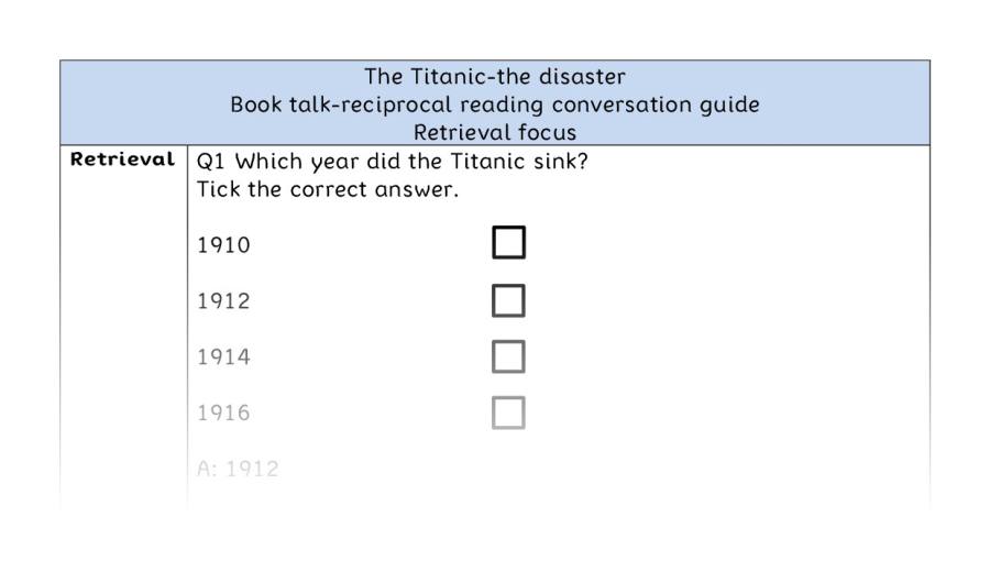 Reciprocal reading - retrieval - The Titanic-the disaster