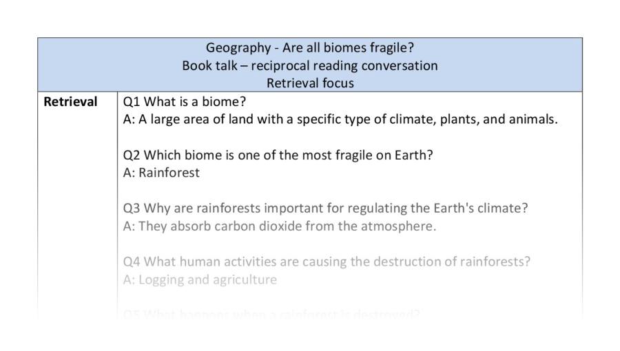 Reciprocal reading - retrieval - are all biomes fragile