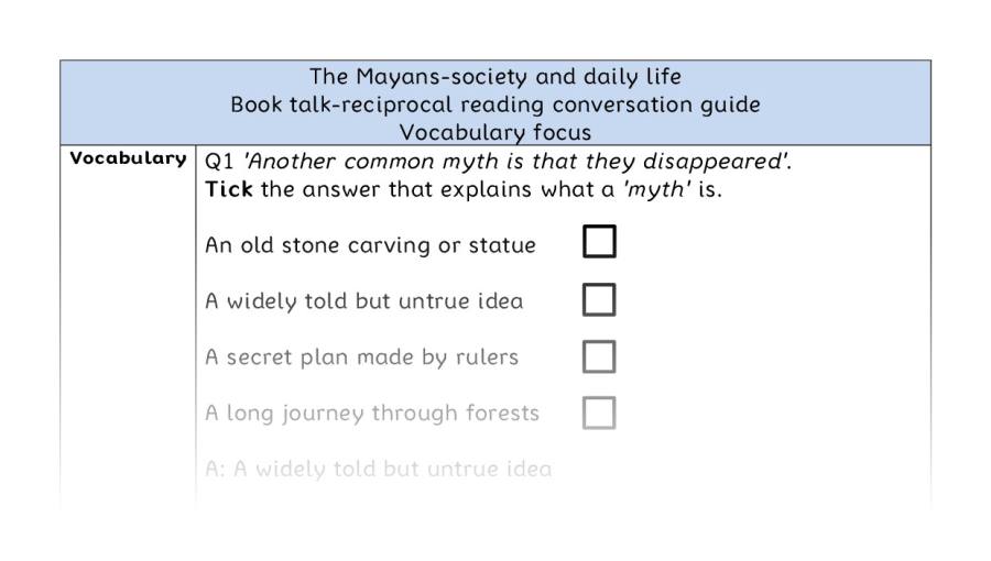 Reciprocal - vocabulary - The Mayans-society and daily life