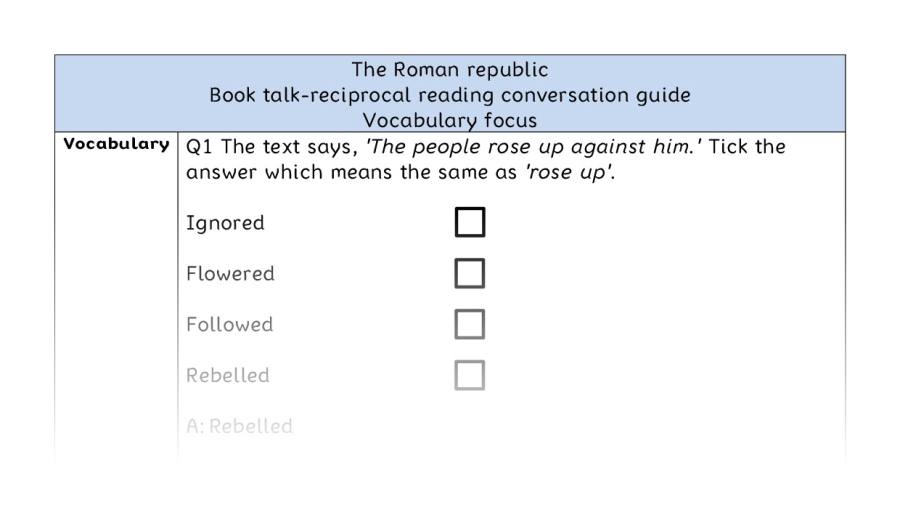 Reciprocal reading - vocabulary - The Roman republic