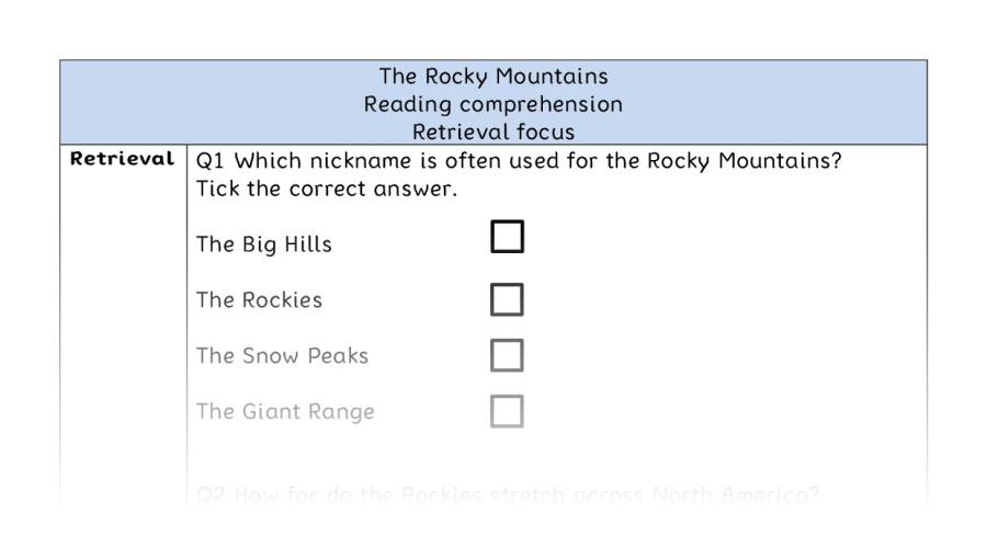 Reading comprehension - retrieval - The Rocky Mountains