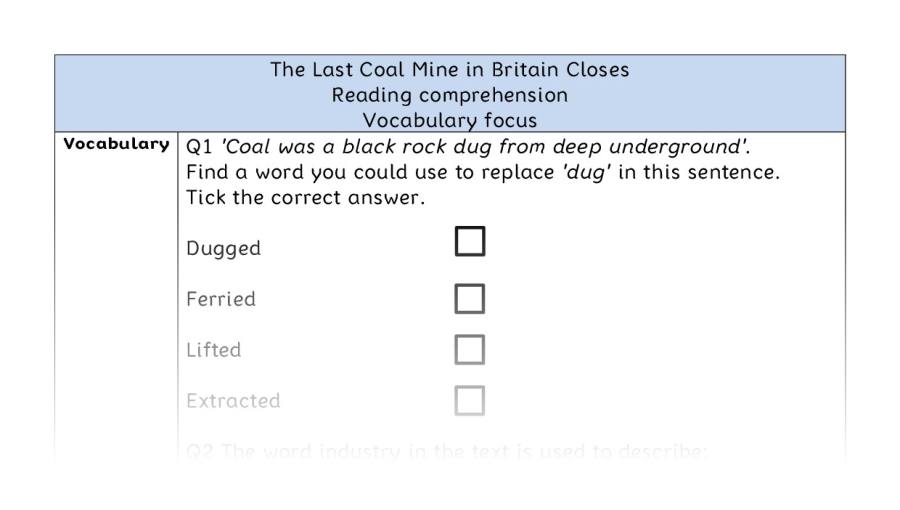 Reading comprehension - vocabulary - The Last Coal Mine in Britain Closes