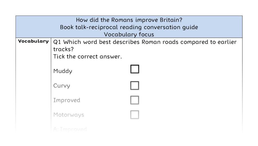 Reciprocal reading - vocabulary - How did the Romans improve Britain