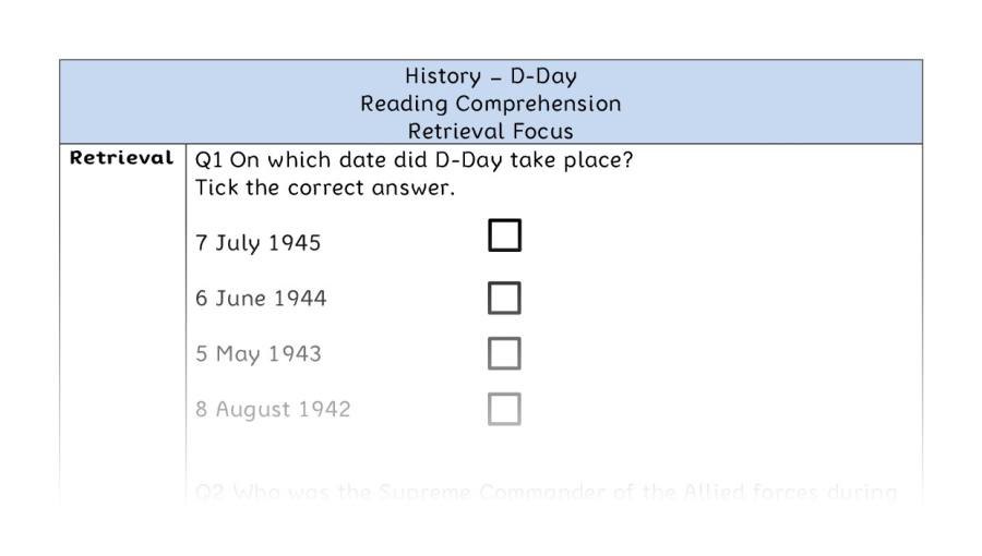 D-Day - Reading Comprehension - Retrieval Focus