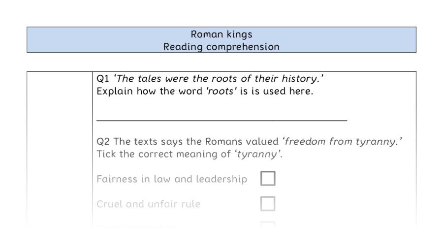Reading comprehension - VRSIPE - Roman kings