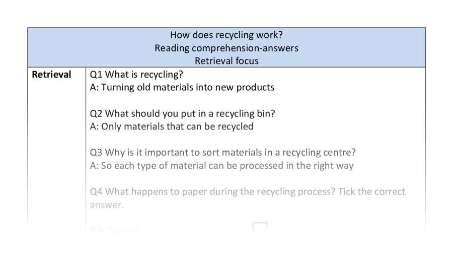 Reading comprehension - retrieval - How does recycling work