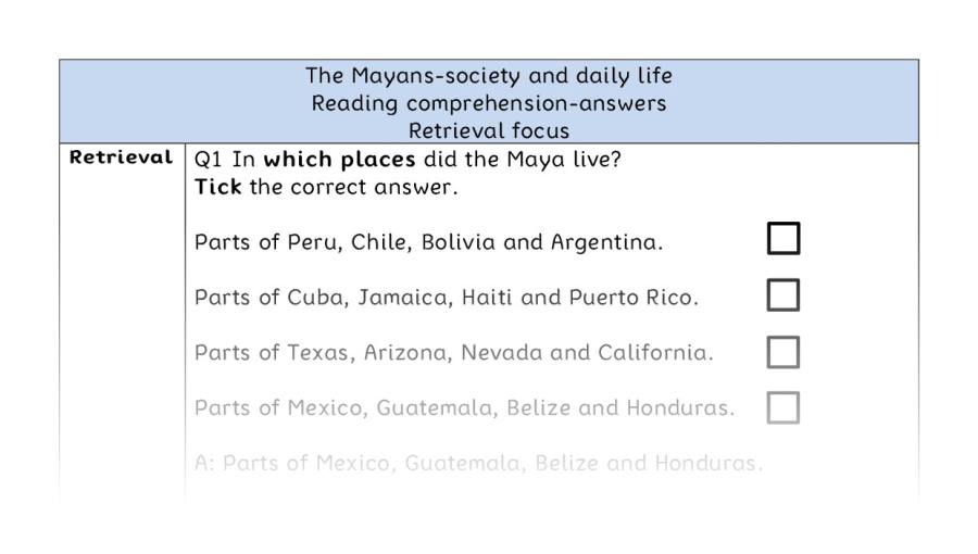 Reading comprehension - retrieval - The Mayans-society and daily life - answers