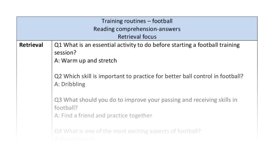 Reading comprehension - retrieval - Training routines - football