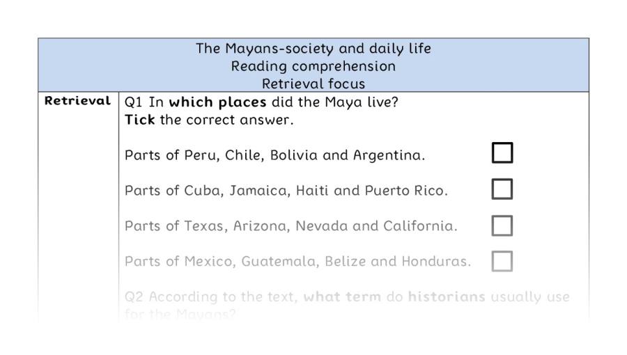 Reading comprehension - retrieval - The Mayans-society and daily life